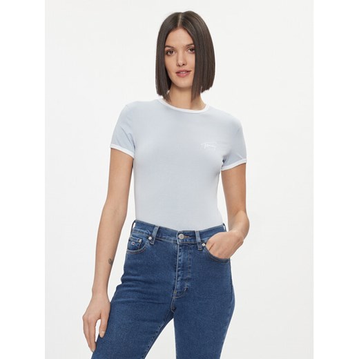 Tommy Jeans T-Shirt Signature DW0DW17377 Błękitny Slim Fit Tommy Jeans XS MODIVO