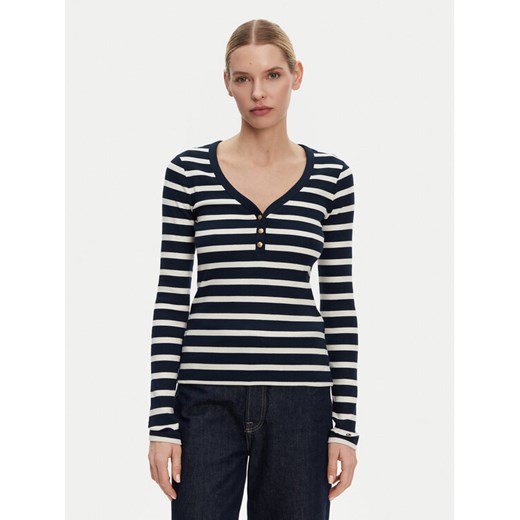 Tommy Hilfiger Bluzka Henley WW0WW43905 Granatowy Slim Fit ze sklepu MODIVO w kategorii Bluzki damskie - zdjęcie 182715705