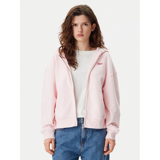 Tommy Jeans Bluza Script Logo DW0DW20303 Różowy Boxy Fit ze sklepu MODIVO w kategorii Bluzy damskie - zdjęcie 182715708