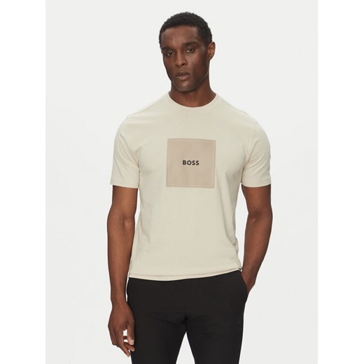 BOSS T-Shirt Logo 50538096 Beżowy Regular Fit ze sklepu MODIVO w kategorii T-shirty męskie - zdjęcie 182716036