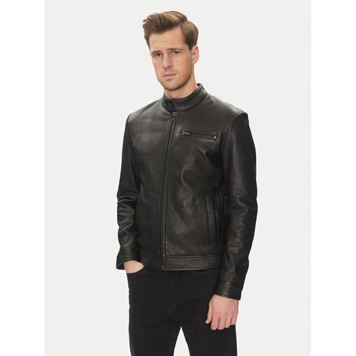 Serge Pariente Kurtka skórzana Retro Czarny Slim Fit ze sklepu MODIVO w kategorii Kurtki męskie - zdjęcie 182716449