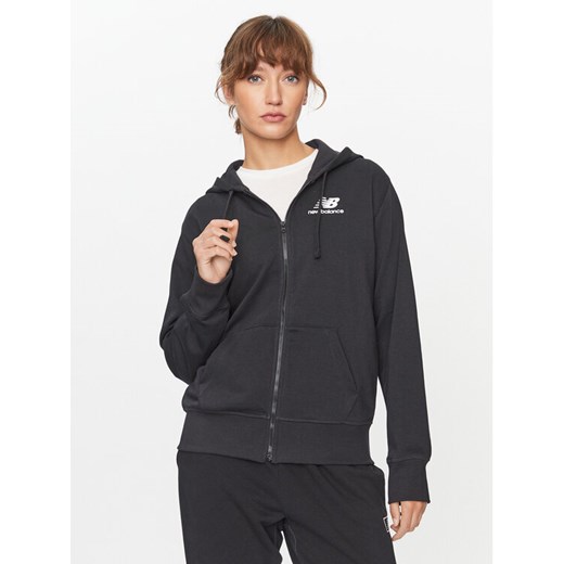 New Balance Bluza NB Essentials Stacked Logo Full Zip Hoodie WJ31530 Czarny Regular Fit ze sklepu MODIVO w kategorii Bluzy damskie - zdjęcie 182716546