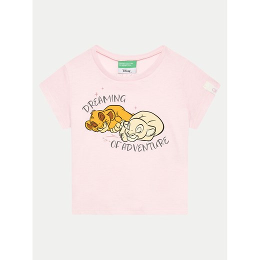 United Colors Of Benetton T-Shirt 3I1XG10GS Różowy Regular Fit ze sklepu MODIVO w kategorii Bluzki dziewczęce - zdjęcie 182716606