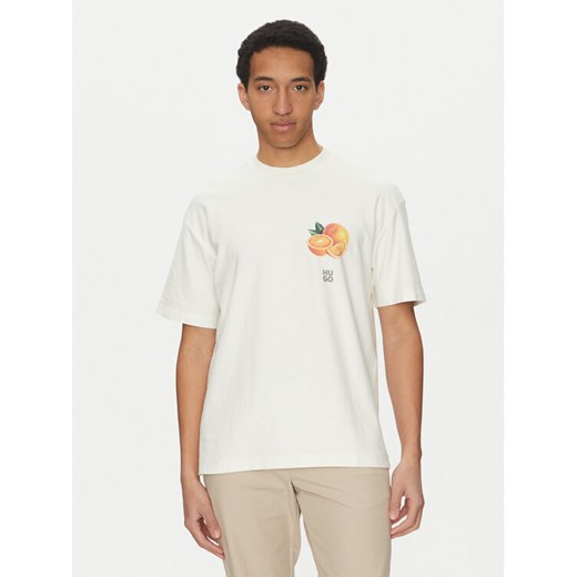 HUGO T-Shirt Dartiee 50537576 Écru Oversize ze sklepu MODIVO w kategorii T-shirty męskie - zdjęcie 182716707