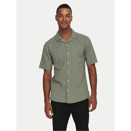 Only & Sons Koszula Caiden 22025116 Zielony Slim Fit ze sklepu MODIVO w kategorii Koszule męskie - zdjęcie 182716715