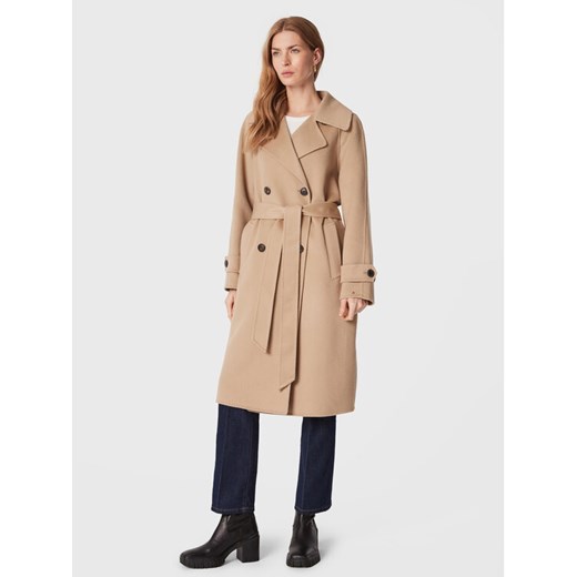 Tommy Hilfiger Trencz WW0WW36941 Beżowy Relaxed Fit ze sklepu MODIVO w kategorii Płaszcze damskie - zdjęcie 182716717