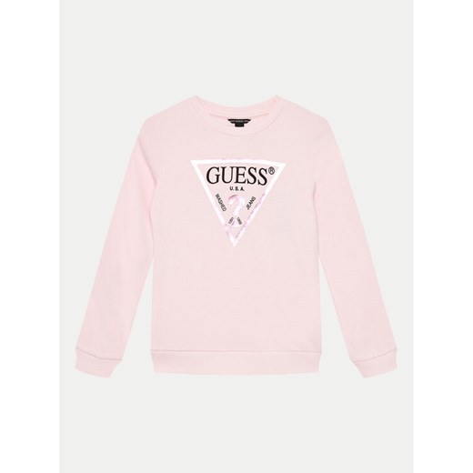 Guess Bluzka J74Q10 KAUG0 Różowy Regular Fit ze sklepu MODIVO w kategorii Bluzki dziewczęce - zdjęcie 182716879