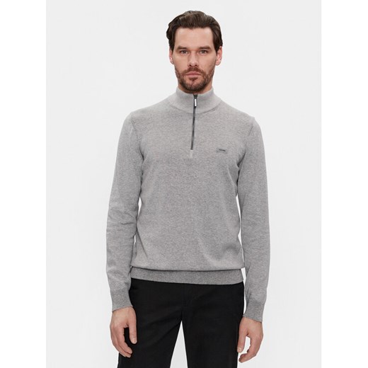 Calvin Klein Sweter K10K112735 Szary Regular Fit ze sklepu MODIVO w kategorii Swetry męskie - zdjęcie 182717307