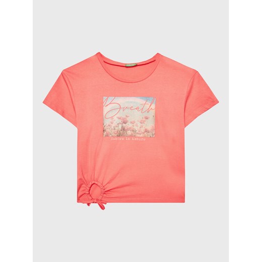 United Colors Of Benetton T-Shirt 3096C10B4 Koralowy Regular Fit ze sklepu MODIVO w kategorii Bluzki dziewczęce - zdjęcie 182717365