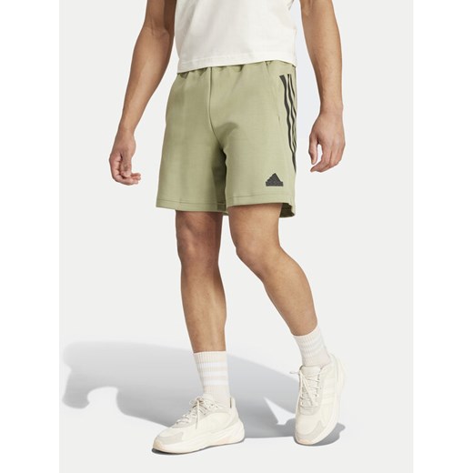 adidas Szorty sportowe Future Icons 3-Stripes IW8540 Zielony Regular Fit ze sklepu MODIVO w kategorii Spodenki męskie - zdjęcie 182717936