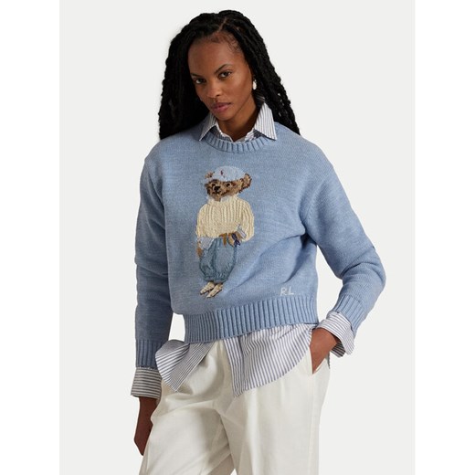 Polo Ralph Lauren Sweter 211965767001 Błękitny Relaxed Fit ze sklepu MODIVO w kategorii Swetry damskie - zdjęcie 182717958