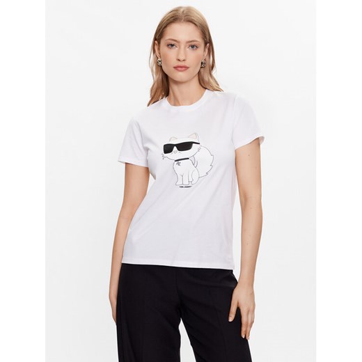 KARL LAGERFELD T-Shirt Ikonik 2.0 Choupette 230W1703 Biały Regular Fit ze sklepu MODIVO w kategorii Bluzki damskie - zdjęcie 182717977