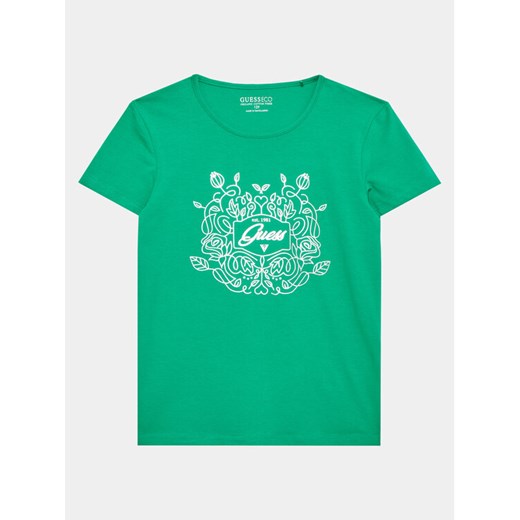 Guess T-Shirt J3GI20 K6YW1 Zielony Regular Fit ze sklepu MODIVO w kategorii Bluzki dziewczęce - zdjęcie 182718049