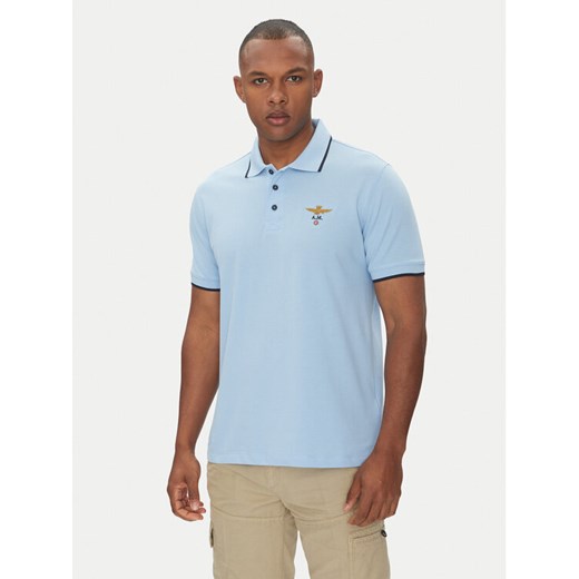 Aeronautica Militare Polo 251PO1308P82 Błękitny Regular Fit ze sklepu MODIVO w kategorii T-shirty męskie - zdjęcie 182718155