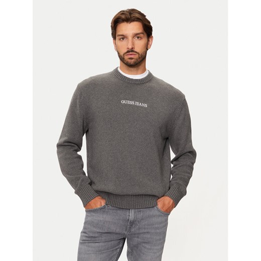 Guess Jeans Sweter M4BR31 Z3HM1 Szary Regular Fit ze sklepu MODIVO w kategorii Swetry męskie - zdjęcie 182718267