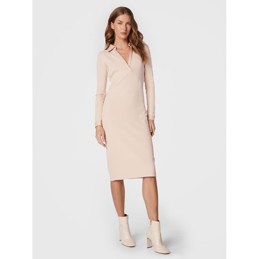 Guess Sukienka codzienna Yasmine W2BK76 K8RT2 Beżowy Slim Fit ze sklepu MODIVO w kategorii Sukienki - zdjęcie 182718326