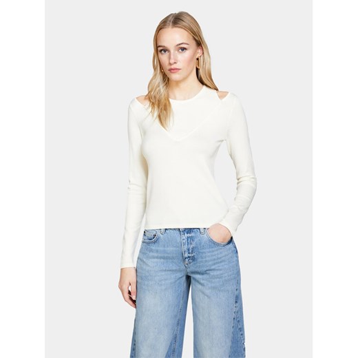 Sisley Sweter 1B7YM104G Écru Slim Fit ze sklepu MODIVO w kategorii Swetry damskie - zdjęcie 182718327