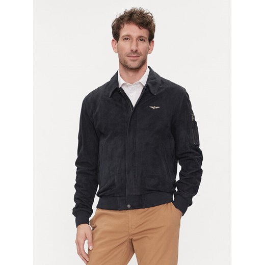 Aeronautica Militare Kurtka skórzana 241PN5033PL216 Niebieski Regular Fit ze sklepu MODIVO w kategorii Kurtki męskie - zdjęcie 182718359