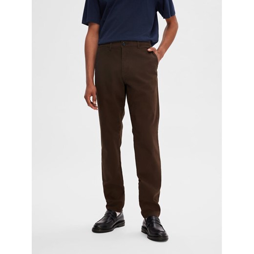 Selected Homme Chinosy 16087663 Brązowy Slim Fit ze sklepu MODIVO w kategorii Spodnie męskie - zdjęcie 182718427