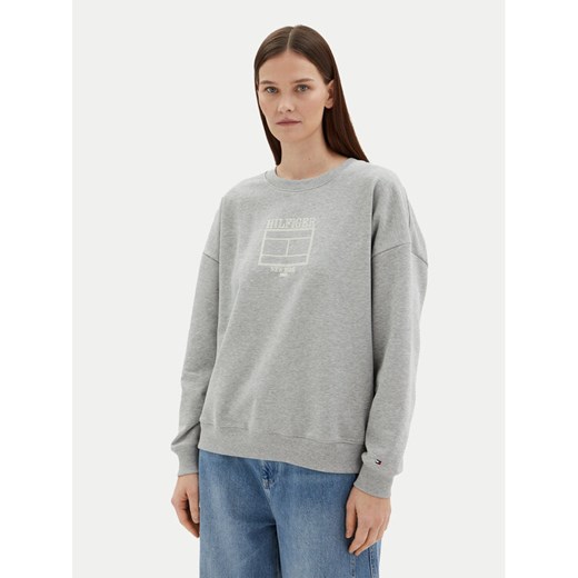 Tommy Hilfiger Bluza WW0WW44633 Szary Regular Fit ze sklepu MODIVO w kategorii Bluzy damskie - zdjęcie 182718569