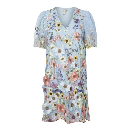 YAS Sukienka koktajlowa Flowering 26037387 Błękitny Loose Fit ze sklepu MODIVO w kategorii Sukienki - zdjęcie 182718649