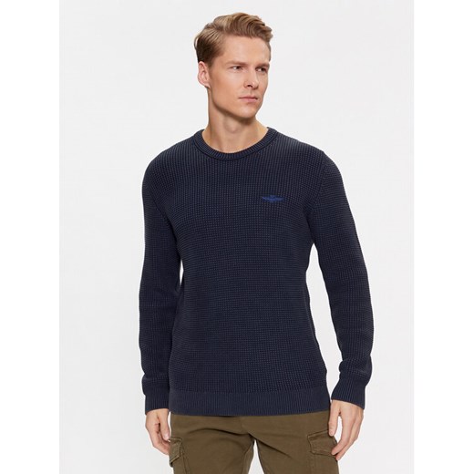 Aeronautica Militare Sweter 232MA1482L512 Granatowy Regular Fit ze sklepu MODIVO w kategorii Swetry męskie - zdjęcie 182718715