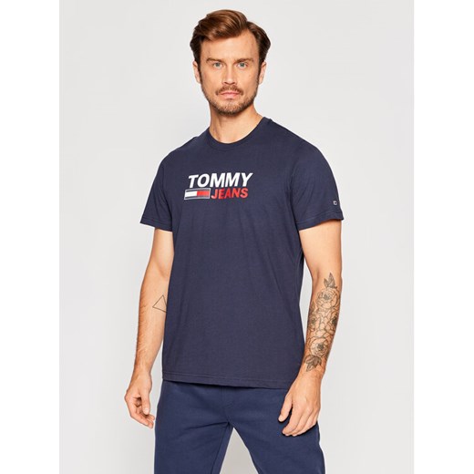 Tommy Jeans T-Shirt Corp Logo DM0DM15379 Granatowy Regular Fit ze sklepu MODIVO w kategorii T-shirty męskie - zdjęcie 182718916