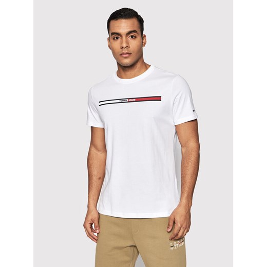 Tommy Jeans T-Shirt Essential Flag DM0DM13509 Biały Regular Fit ze sklepu MODIVO w kategorii T-shirty męskie - zdjęcie 182718938