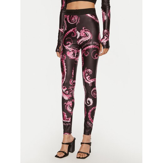 Versace Jeans Couture Legginsy 77HAC101 JS360 Czarny Slim Fit ze sklepu MODIVO w kategorii Spodnie damskie - zdjęcie 182718999