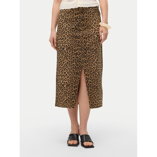 Vero Moda Spódnica jeansowa Veri 10331065 Brązowy Regular Fit ze sklepu MODIVO w kategorii Spódnice - zdjęcie 182719057
