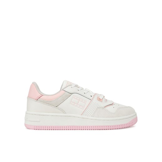 Tommy Jeans Sneakersy Tjw Retro Basket Washed Suede EN0EN02773 Biały ze sklepu MODIVO w kategorii Buty sportowe damskie - zdjęcie 182719236