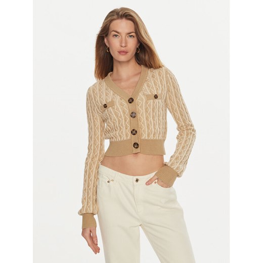 Guess Kardigan Tiffany W4BR0F Z3K40 Beżowy Regular Fit ze sklepu MODIVO w kategorii Swetry damskie - zdjęcie 182719299