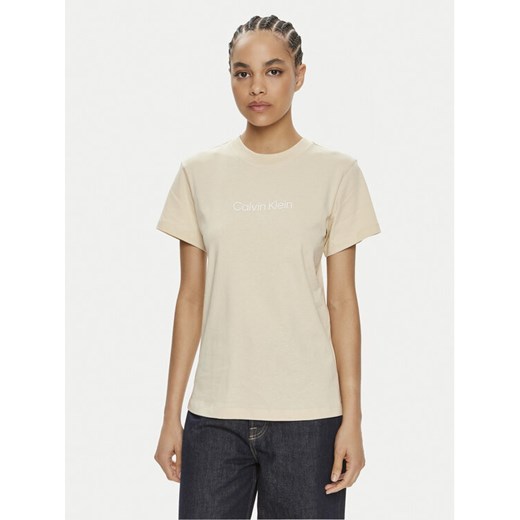 Calvin Klein T-Shirt Hero Logo K20K205448 Beżowy Regular Fit Calvin Klein XL MODIVO