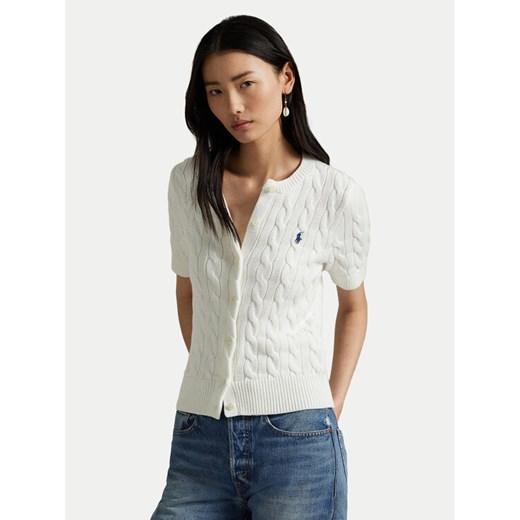 Polo Ralph Lauren Kardigan 211966720001 Biały Slim Fit ze sklepu MODIVO w kategorii Swetry damskie - zdjęcie 182719496