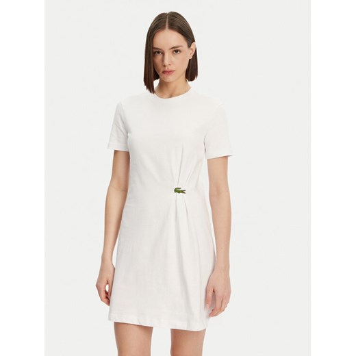 Lacoste Sukienka codzienna EF0583 Biały Regular Fit ze sklepu MODIVO w kategorii Sukienki - zdjęcie 182719548
