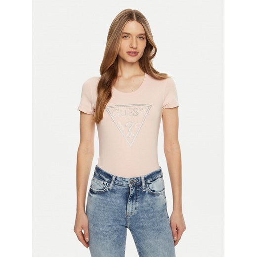 Guess T-Shirt W5RI11 J1314 Różowy Regular Fit ze sklepu MODIVO w kategorii Bluzki damskie - zdjęcie 182719777