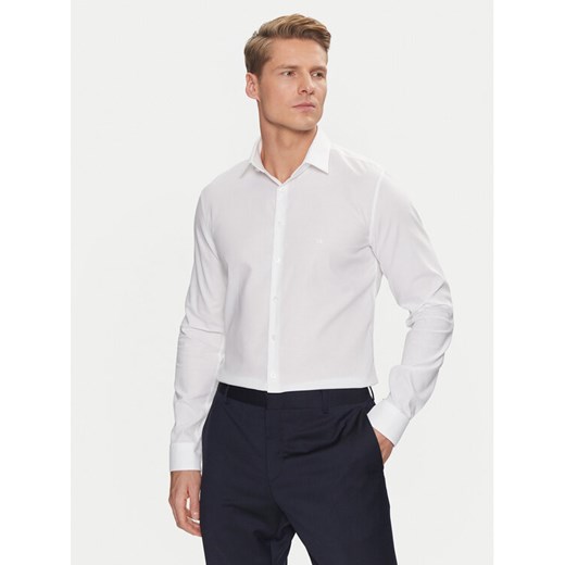 Calvin Klein Koszula Non Iron Tonal Strct Slim Shirt K10K113848 Biały Regular Fit ze sklepu MODIVO w kategorii Koszule męskie - zdjęcie 182719789