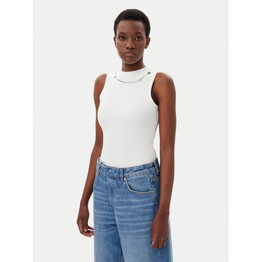 HUGO Top Delanive 50534050 Biały Slim Fit ze sklepu MODIVO w kategorii Bluzki damskie - zdjęcie 182719836