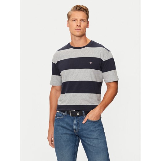 Gant T-Shirt 2003203 Szary Regular Fit ze sklepu MODIVO w kategorii T-shirty męskie - zdjęcie 182720146