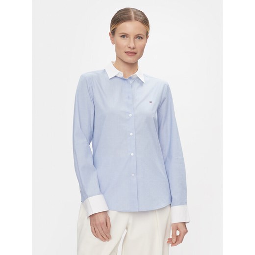 Tommy Hilfiger Koszula Fill A Fill Regular Shirt WW0WW40531 Błękitny Slim Fit ze sklepu MODIVO w kategorii Koszule damskie - zdjęcie 182720158
