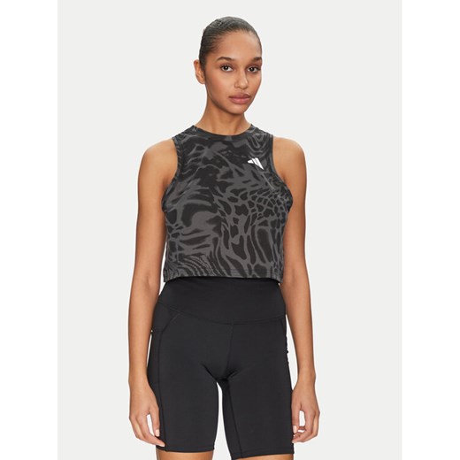 adidas Koszulka techniczna Train Essentials Allover Print Workout JE6153 Czarny Regular Fit ze sklepu MODIVO w kategorii Bluzki damskie - zdjęcie 182720457