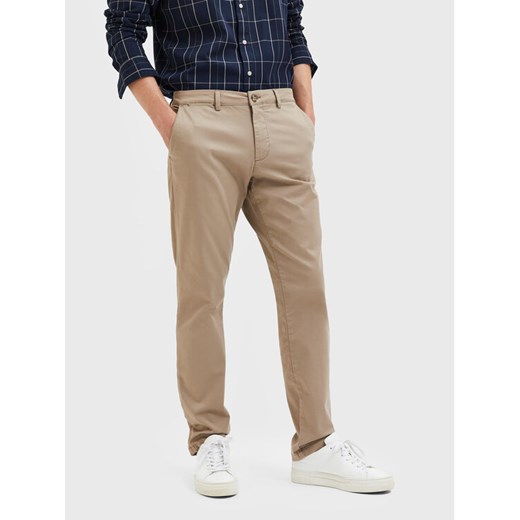 Selected Homme Chinosy New 16087663 Beżowy Slim Fit ze sklepu MODIVO w kategorii Spodnie męskie - zdjęcie 182720686