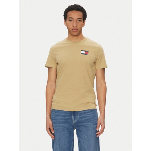 Tommy Jeans T-Shirt Essential DM0DM20740 Beżowy Slim Fit ze sklepu MODIVO w kategorii T-shirty męskie - zdjęcie 182720827