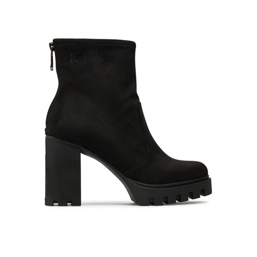 Calvin Klein Jeans Botki Heel Platform Zip Boot Ss YW0YW01601 Czarny ze sklepu MODIVO w kategorii Botki - zdjęcie 182720846