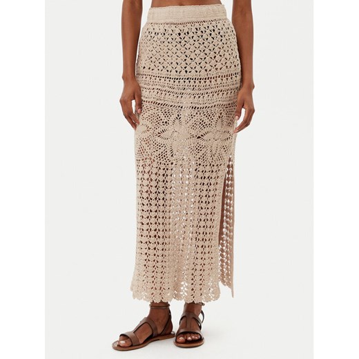 Selmark Spódnica maxi BC172 Beżowy Slim Fit ze sklepu MODIVO w kategorii Odzież plażowa - zdjęcie 182720885