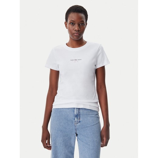 Calvin Klein Jeans T-Shirt Gradient Monologo J20J225252 Biały Slim Fit M MODIVO