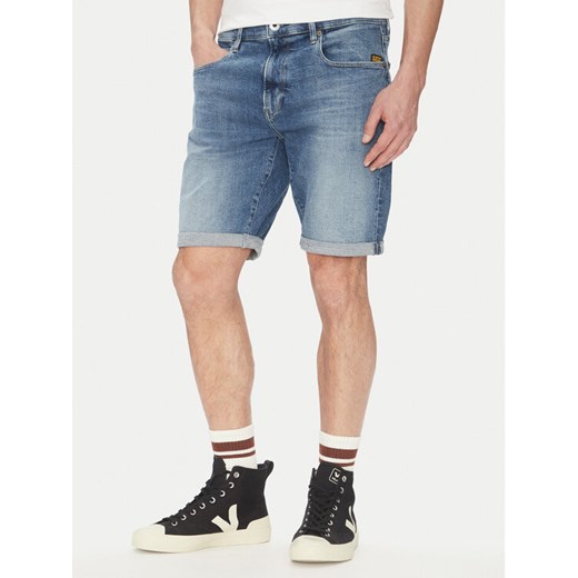 G-Star Raw Szorty jeansowe 3301 D10481 D634 H096 Niebieski Slim Fit ze sklepu MODIVO w kategorii Spodenki męskie - zdjęcie 182721017