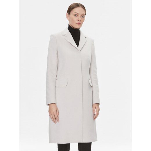 Calvin Klein Płaszcz wełniany Essential K20K206877 Écru Regular Fit ze sklepu MODIVO w kategorii Płaszcze damskie - zdjęcie 182721066