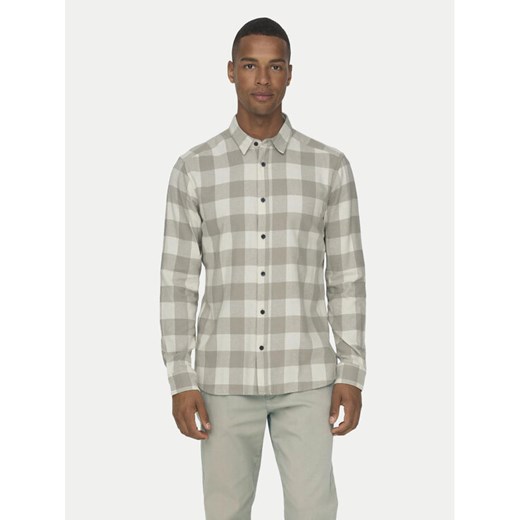 Only & Sons Koszula Gudmund 22007112 Beżowy Slim Fit ze sklepu MODIVO w kategorii Koszule męskie - zdjęcie 182721195