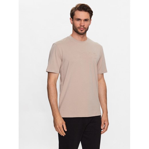 Guess T-Shirt Alphy Z2YI11 J1314 Beżowy Regular Fit ze sklepu MODIVO w kategorii T-shirty męskie - zdjęcie 182721258
